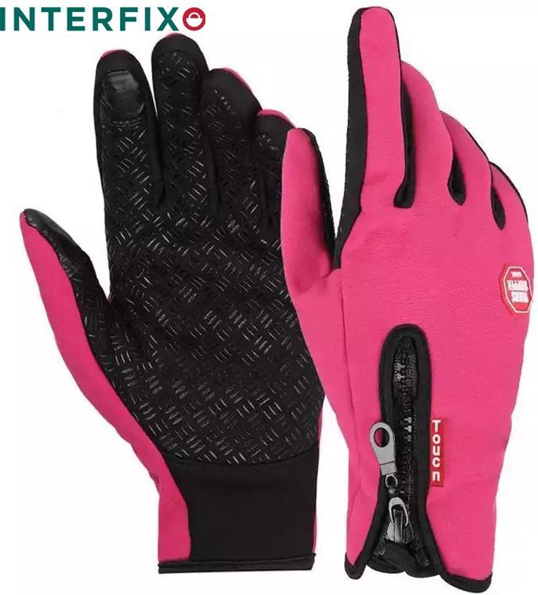 InterFixo Luxe Touch Screen Handschoenen - Roze - Unisex - Waterproof - Heren - Dames - Winter - Grip