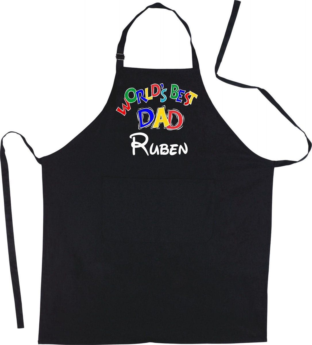 Mijncadeautje - Schort - World's Best Dad - voornaam -mooie en exclusieve keuken- of barbecueschort - 90% polyester en 10% katoen - zwart