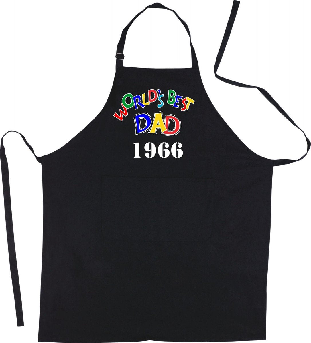 Mijncadeautje - Schort - World's Best Dad - geboortejaar -mooie en exclusieve keuken- of barbecueschort - 90% polyester en 10% katoen - zwart