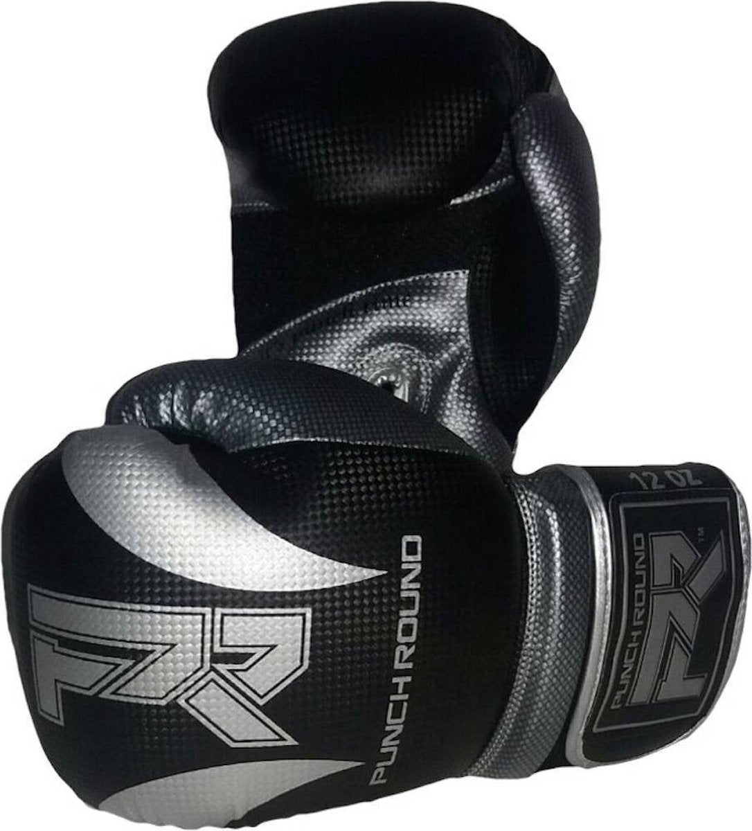 Punch Round Bokshandschoenen SLAM Mat Carbon Zwart Zilver 10 OZ Bokshandschoenen