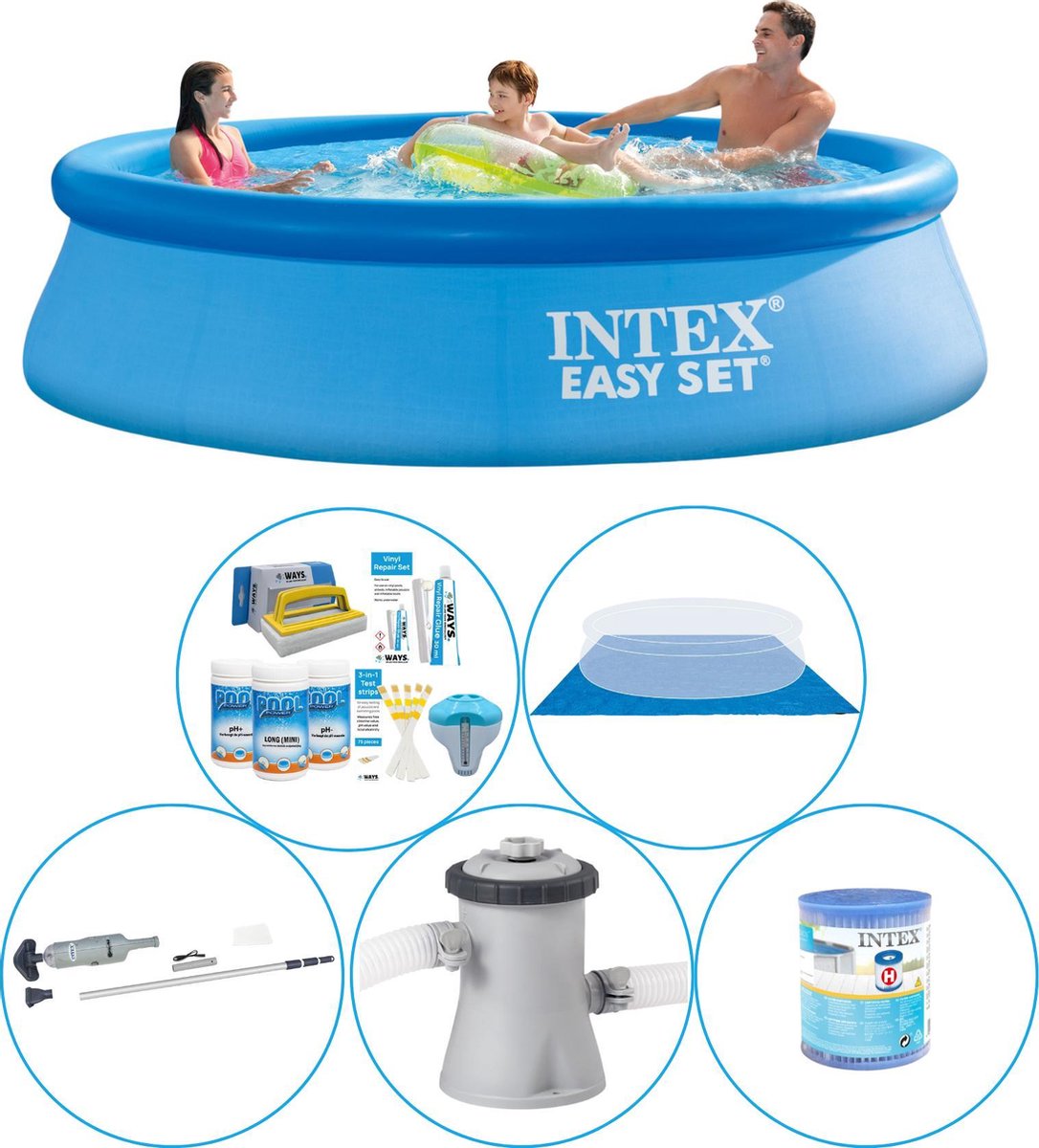 Intex Easy Set Rond 305x76 cm - 6-delig - Zwembad Inclusief Accessoires