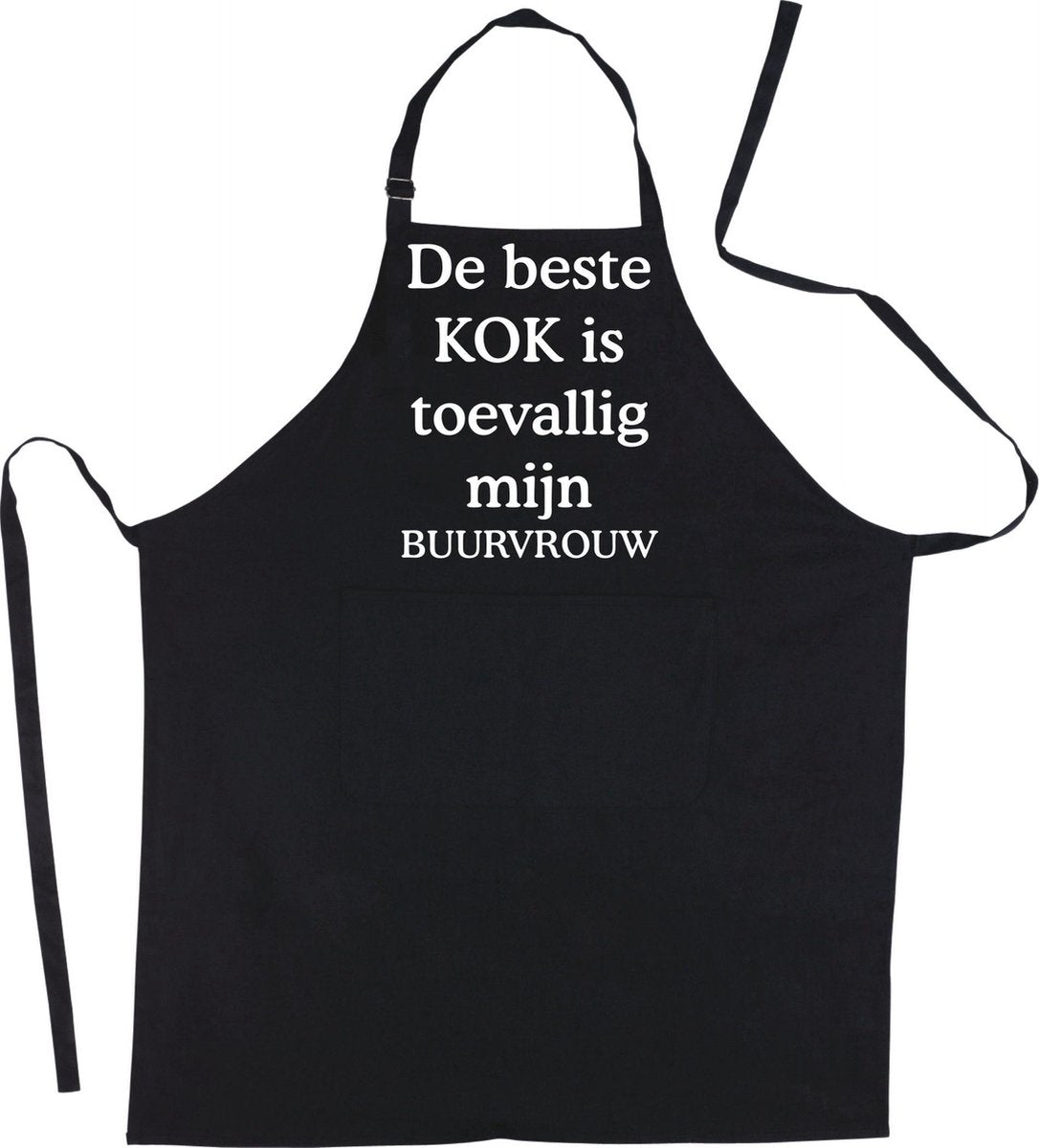 Mijncadeautje - Schort - De beste kok is toevallig mijn - BUURVROUW - Mooie - grappige - leuke Keukenschort - Zwart