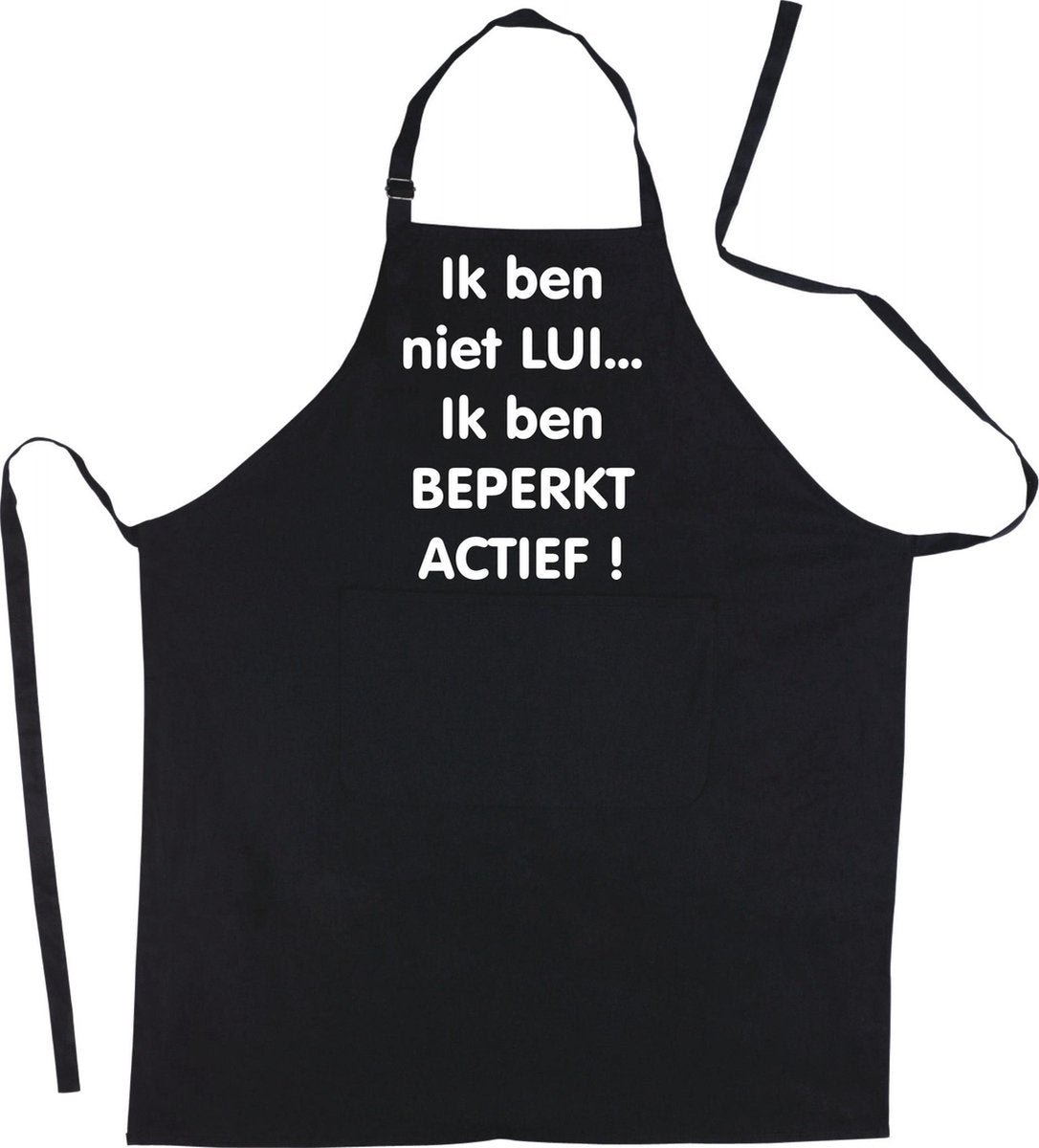 Mijncadeautje Schort - Ik ben niet lui - opdruk wit - mooie en exclusieve keukenschort - zwart