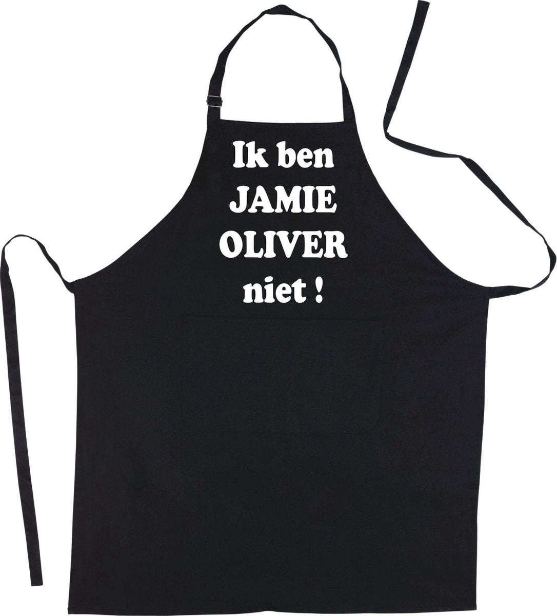 Mijncadeautje Schort  - Ik ben Jamie Oliver niet - mooie - grappige - leuke keukenschort - zwart