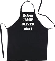 Mijncadeautje Schort  - Ik ben Jamie Oliver niet - mooie - grappige - leuke keukenschort - zwart