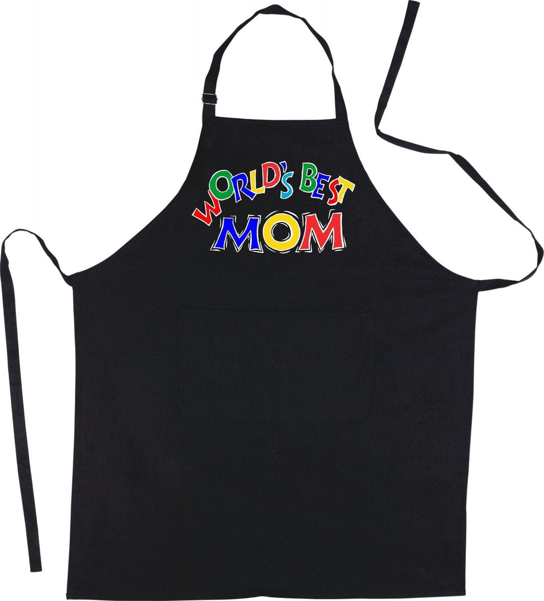 Mijncadeautje - Schort - World's Best Mom - mooie en exclusieve keuken- of barbecueschort - 90% polyester en 10% katoen - zwart