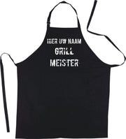 Mijncadeautje Schort - Grill Meister - met voornaam - leuke en exclusieve keukenschort - zwart