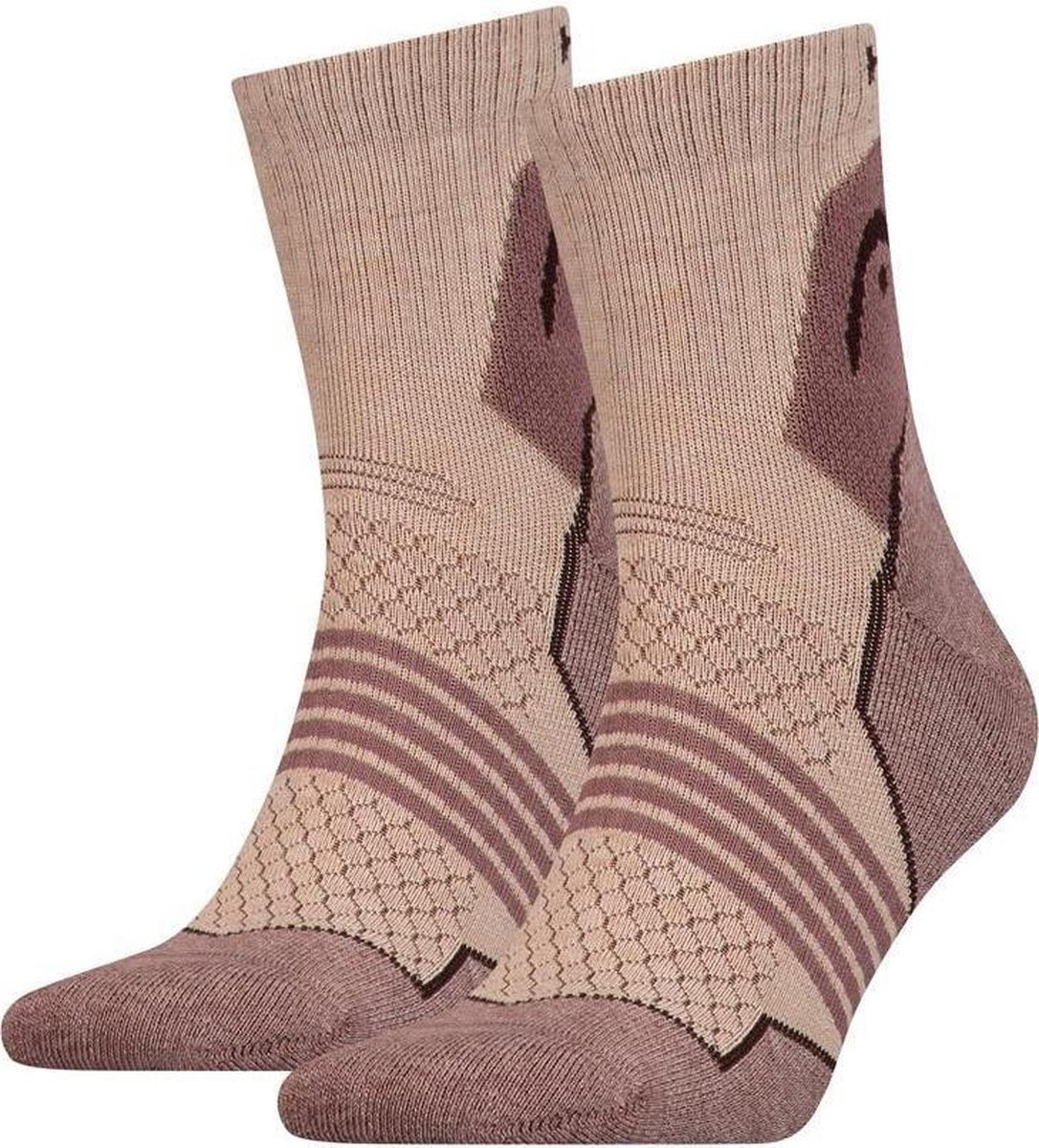 Head - Heren - 2-Pack Hiking Quarter Sokken - Beige - 35-38