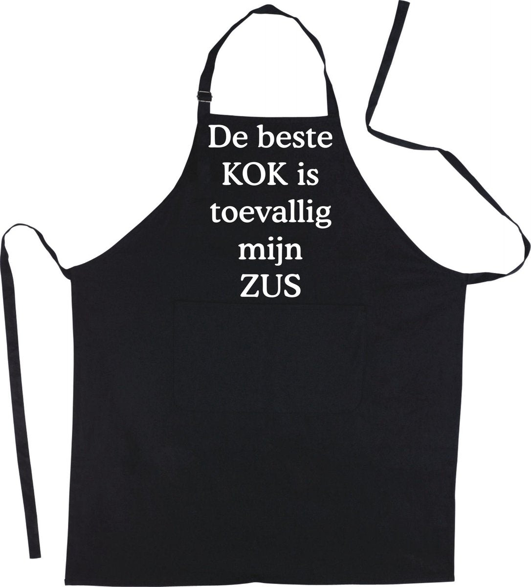 Mijncadeautje - Schort - De beste kok is toevallig mijn - ZUS - Mooie - grappige - leuke Keukenschort - Zwart