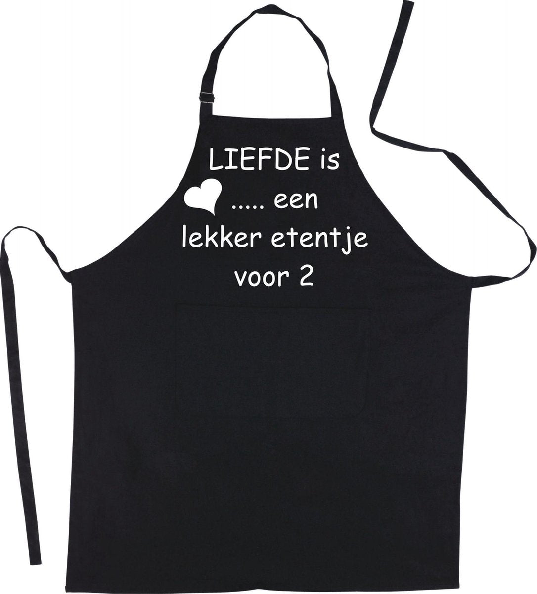 Mijncadeautje Schort Liefde is een etentje voor 2 - Mooie - grappige - leuke Keukenschort - Zwart