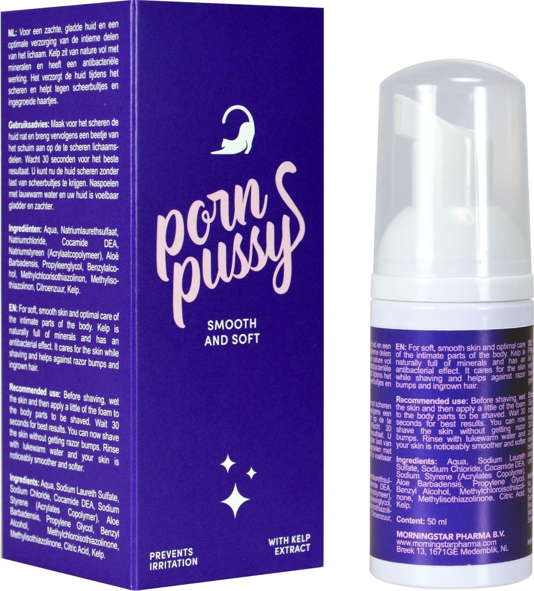 Porn Pussy - Scheerschuim - Optimale verzorging van de intieme delen van het lichaam-  scheerzeep voor scheren van bikinilijn zonder scheerbultjes of ingegroeide haartjes bij vrouwen en dames
