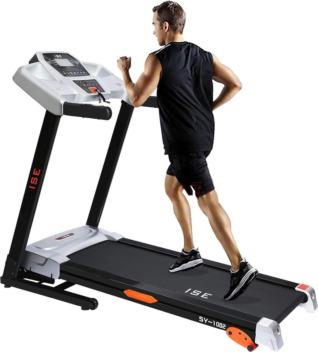 ISE SY-1002 GEMOTORISEERDE OPVOUWBARE LOOPBAND MET MANUELE HELLING 14 KM/H Loopband Inklapbaar Fitness - Loopbanden Treadmill - Stille sportloopband Opvouwbare Fitness Sport-loopband 5% kanteling