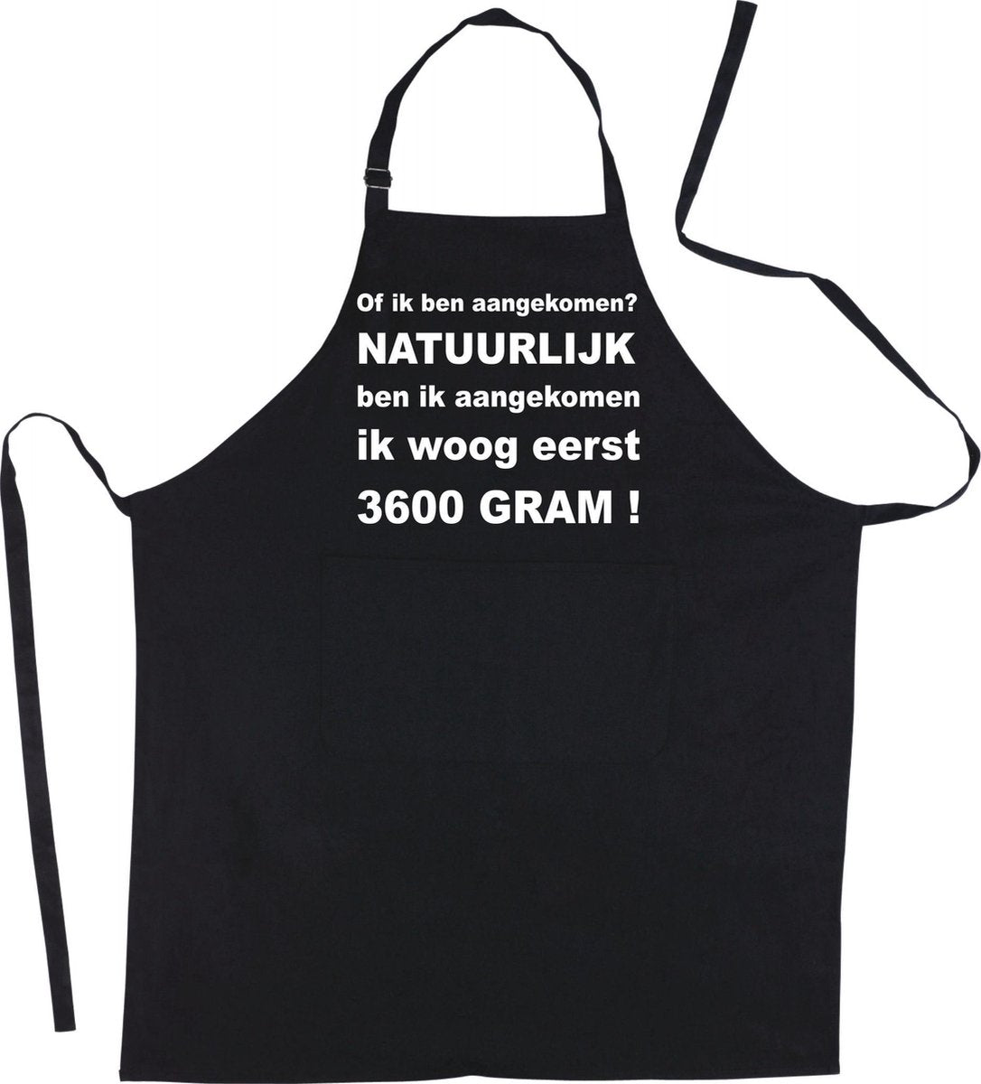 Mijncadeautje - Luxe zwarte keukenschort - Of ik ben aangekomen?