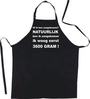 Mijncadeautje - Luxe zwarte keukenschort - Of ik ben aangekomen?