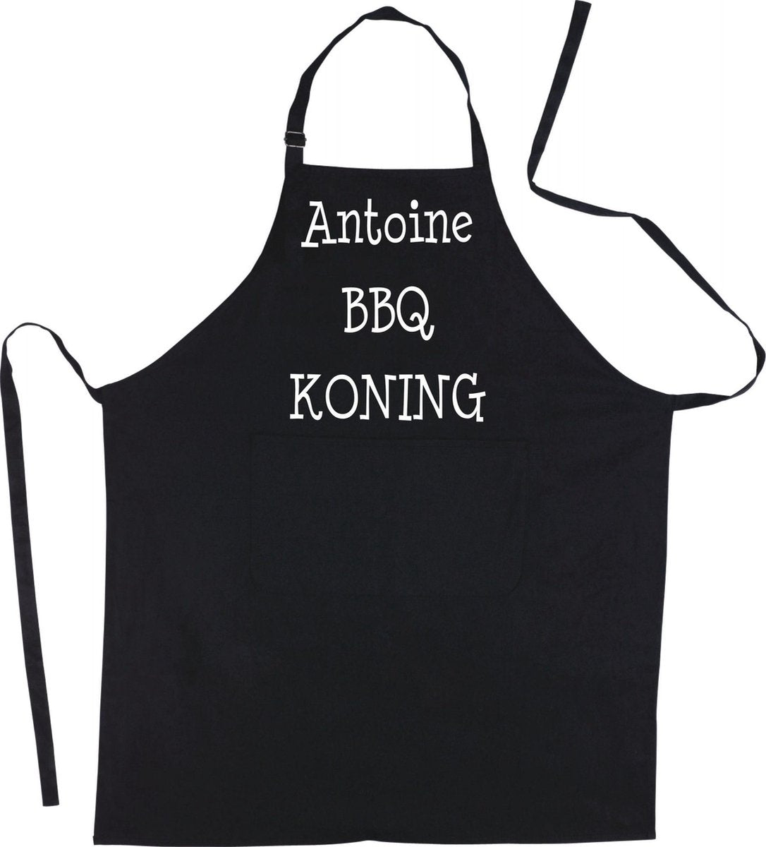 BBQ Schort - zwart - met de tekst Antoine BBQ Koning