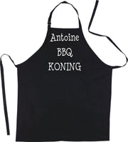 BBQ Schort - zwart - met de tekst Antoine BBQ Koning