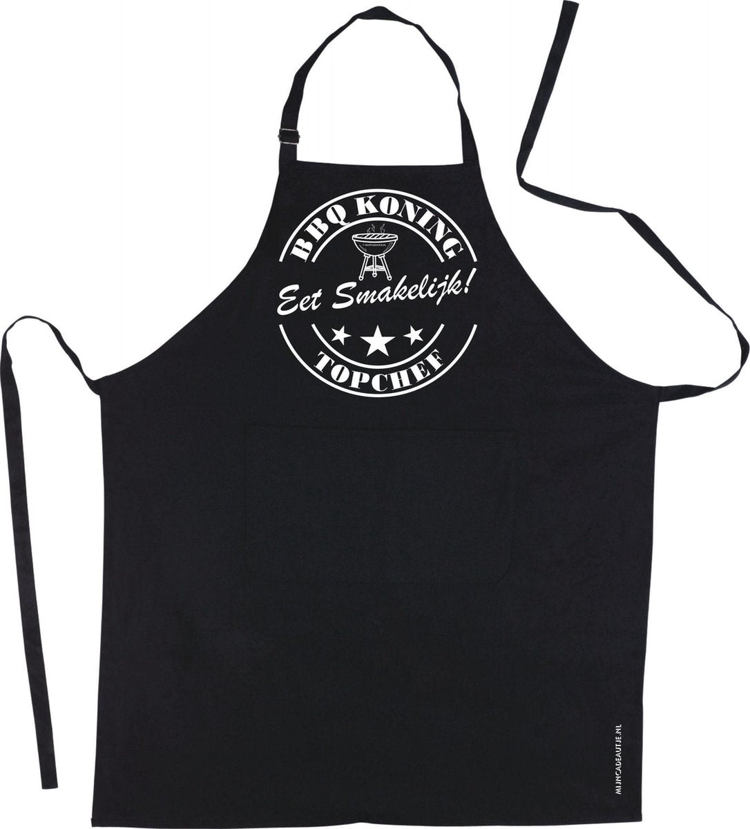 Schort - BBQ Koning - Eet smakelijk - Topchef - exclusieve barbecueschort - 100 % katoen -zwart
