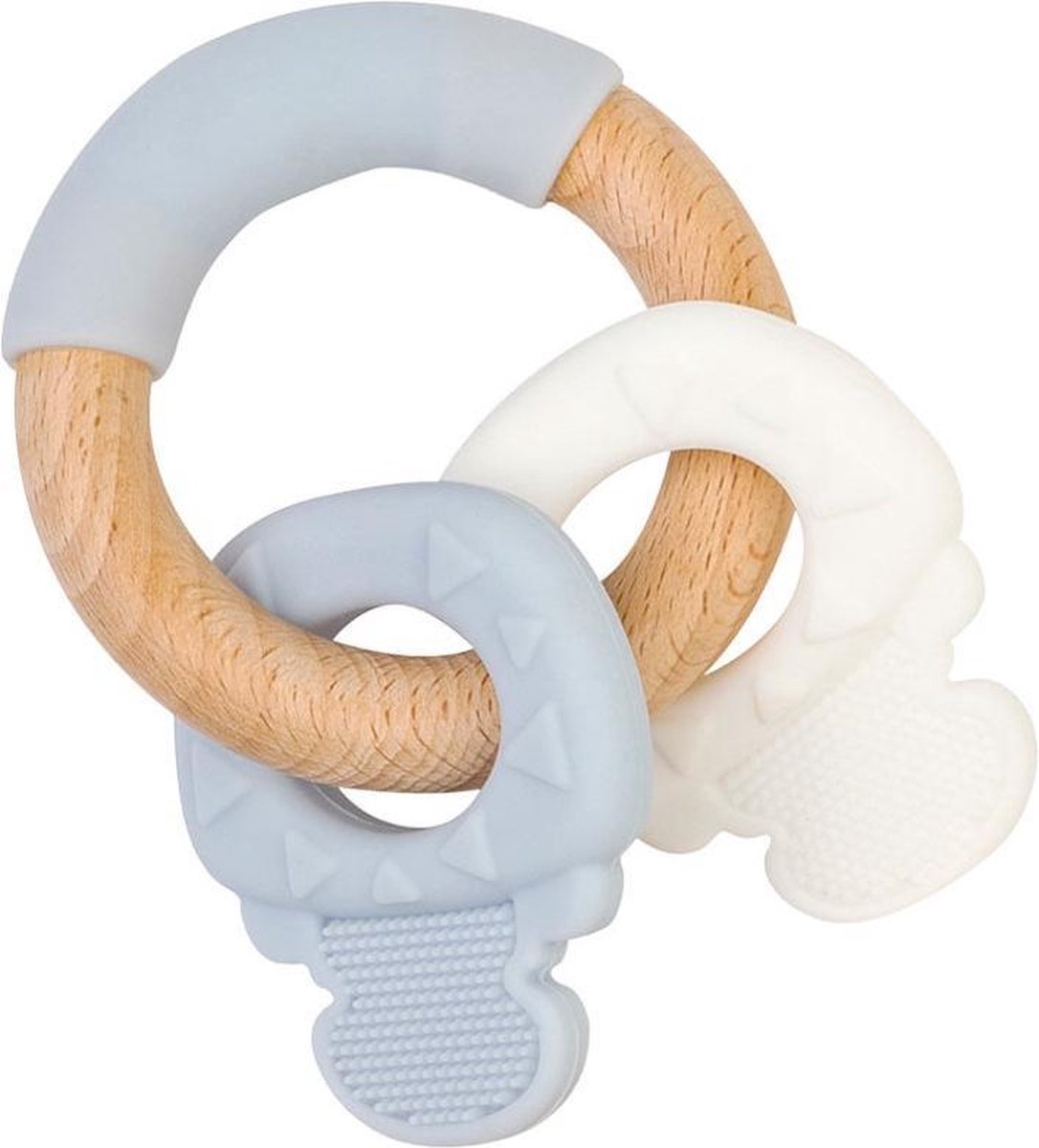 bijtring Keys 10 cm hout blauw