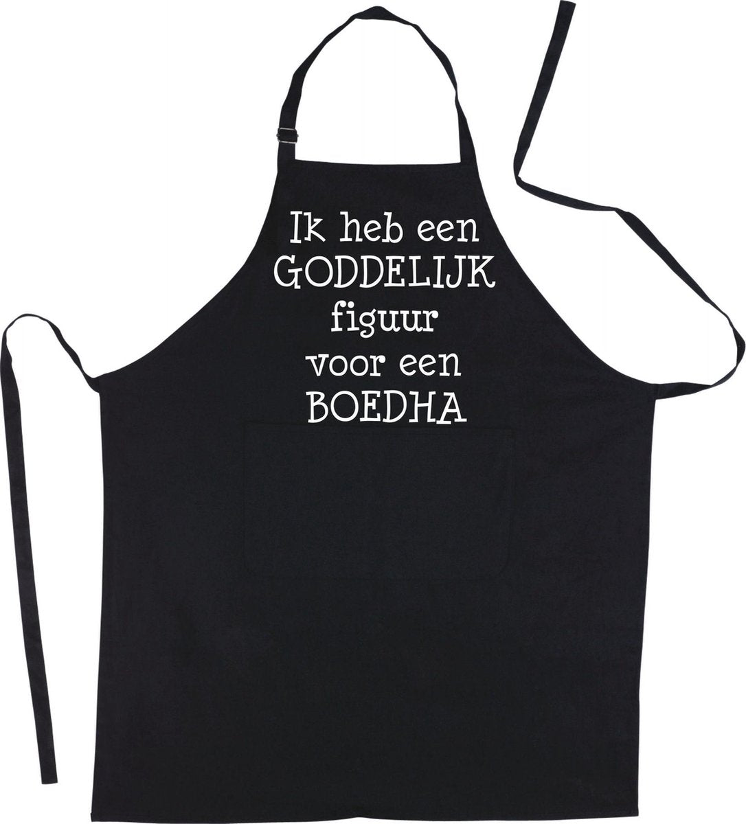 Mijncadeautje Schort - Ik heb een goddelijk figuur voor een boedha - grappige - leuke Keukenschort - Zwart
