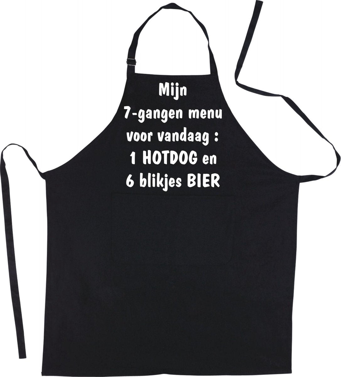 Mijncadeautje Schort -Mijn 7 gangen menu - Mooie - grappige - leuke Keukenschort - Zwart