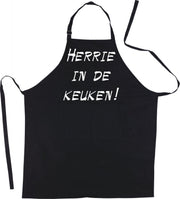 Mijncadeautje Schort HERRIE IN DE KEUKEN! - Mooie - grappige - leuke Keukenschort - Zwart