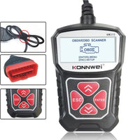 Konnwei KW310 Multifunctioneel OBD2 + EOBD Scanner Motor Foutcode lezen en wissen | OBDII | Fout | Code | Diagnose |  Playback data | PCM Data | O2 | EVAP | OBD 2 | II | gecertificeerd | Uitlees | Apparaat | Foutcodes Vaderdag cadeau |
