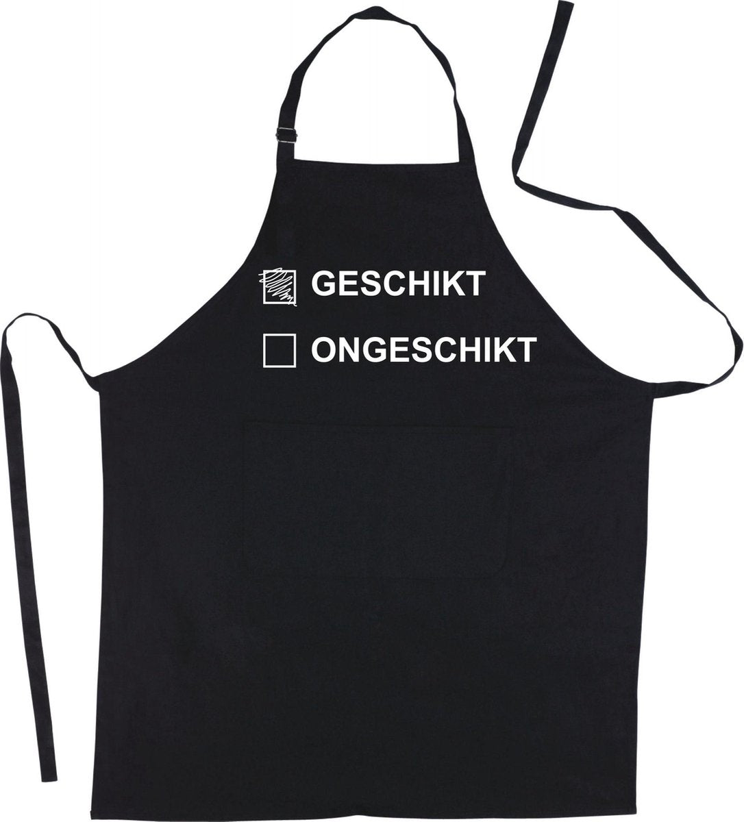 Mijncadeautje Schort Geschikt of Ongeschikt - Mooie - grappige - leuke Keukenschort - Zwart