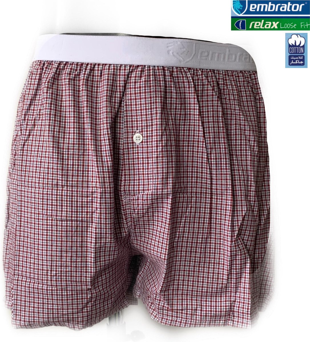 Embrator 2-pack mannen Boxershort geweven katoen rood/wit/zwart XL