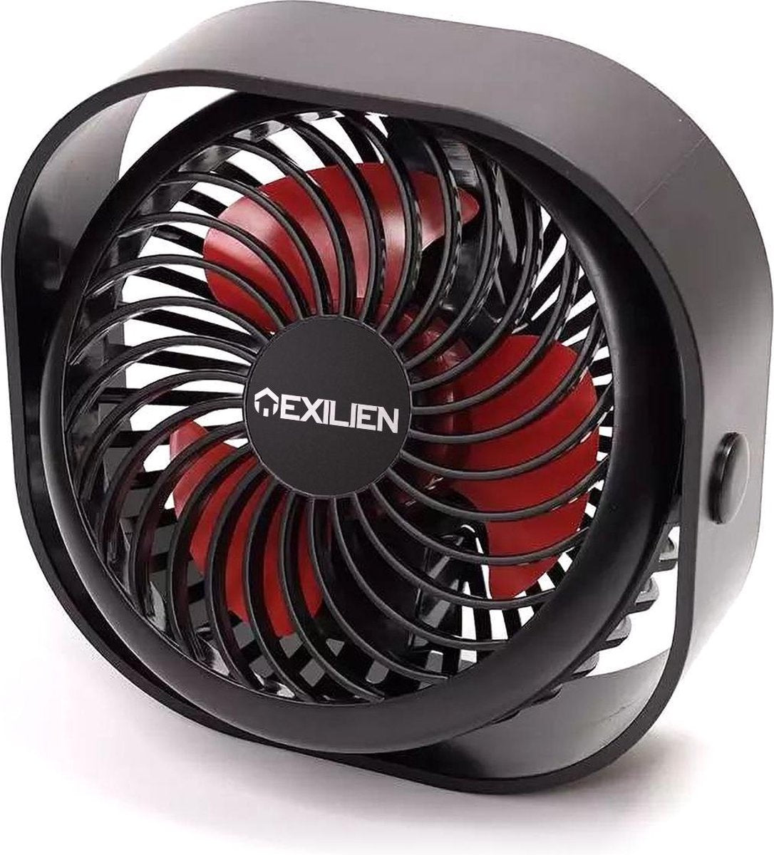Exilien Mini USB Ventilator - Tafelventilator - Desktop Fan - Waaier- Mini Fan – Ventilator Zwart