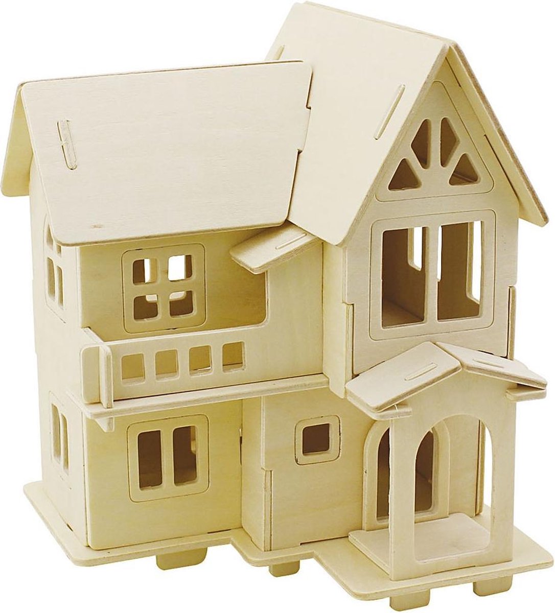 Creotime 3d Houten Set Huis Met Balkon 15