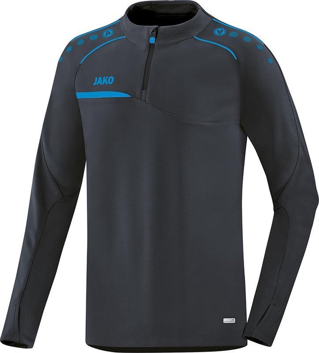 Jako Ziptop Prestige Antraciet-Jako Blauw Maat 2XS