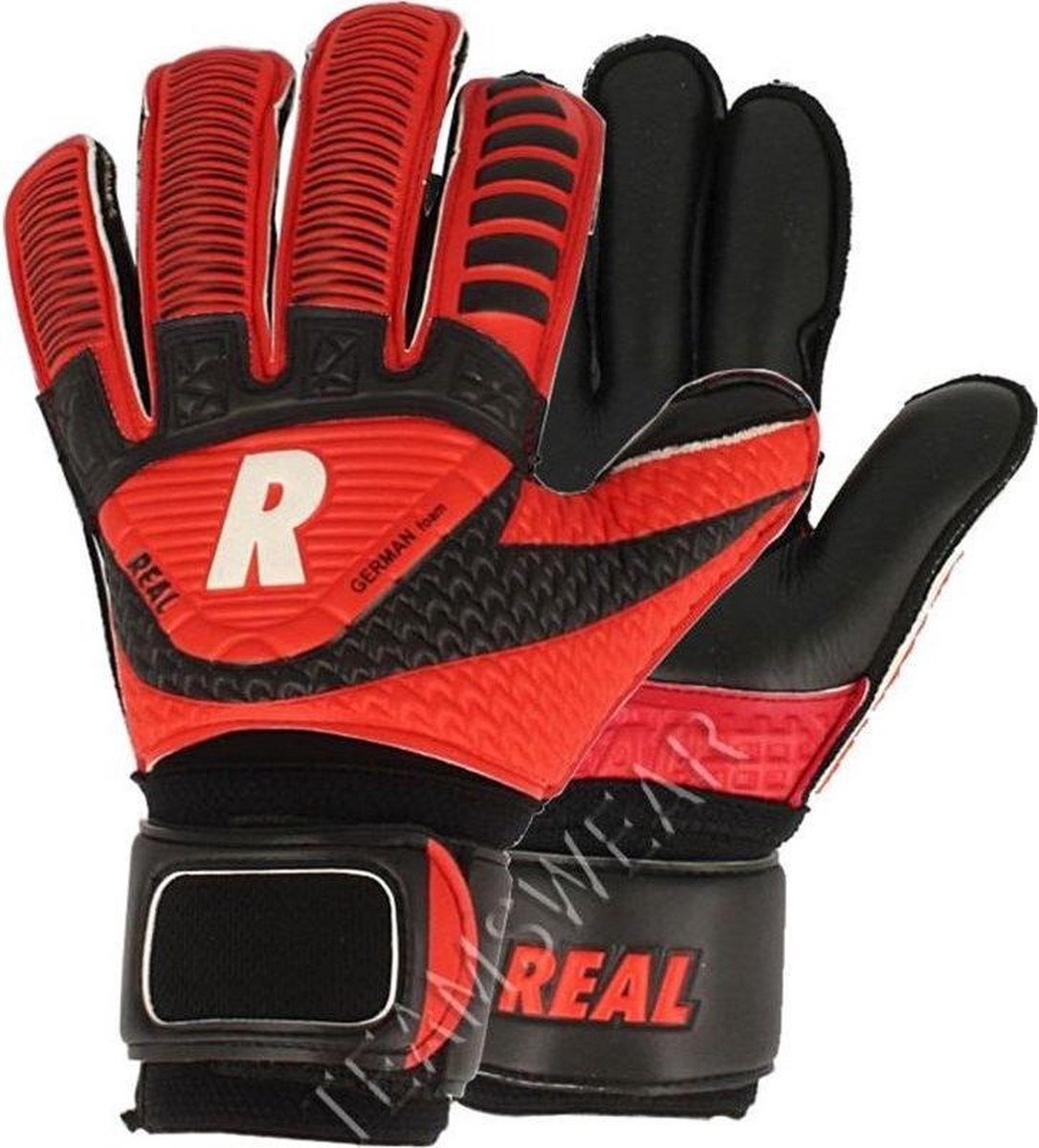 Real Twin Force Keepershandschoenen Kinderen - Zwart / Rood | Maat: 5