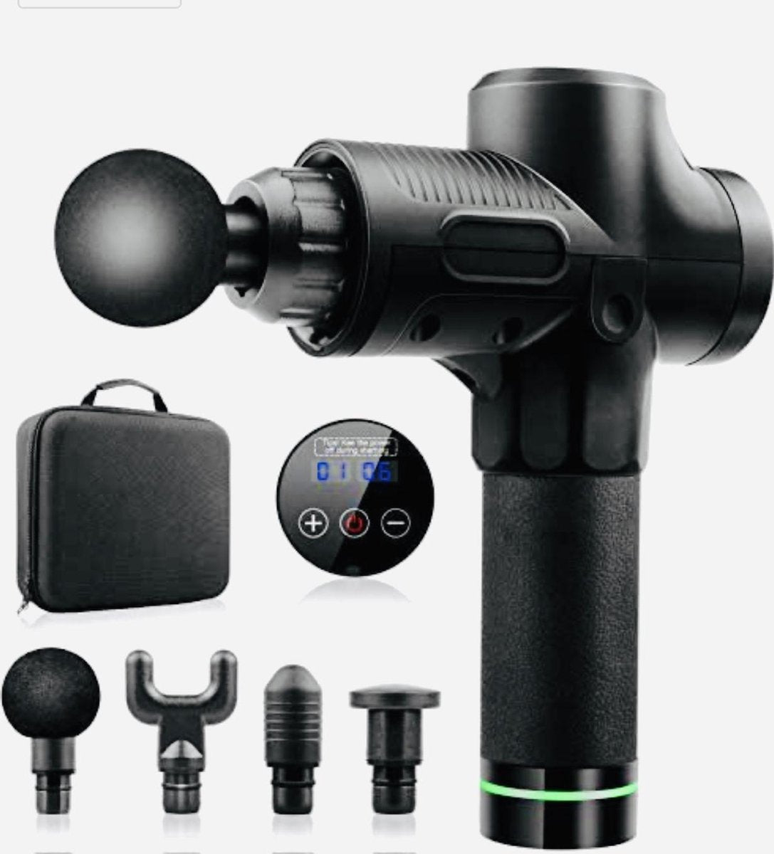 SteinmeijerGermany-Massages gun- Met LCD touch screen- nek -rug - Sportmassage - Spierherstel - 6 Opzetstukken - 30 Standen - Inclusief Opbergkoffer
