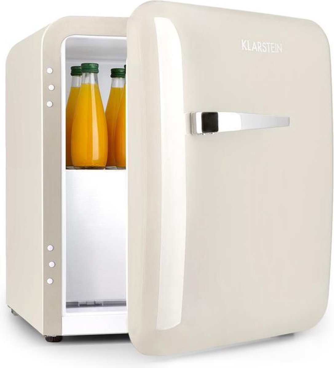 Klarstein Audrey mini-koelkast 37 liter : koelvak 32 liter / 2 sterren vriesvak 5 liter - 39 dB - LED lamp - retro-stijl - cremeuw