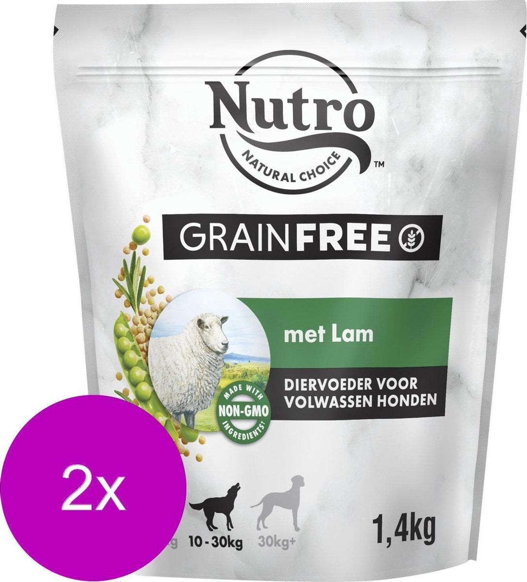 Nutro Adult Grain Free Medium Lam - Hondenvoer - 2 x 1.4 kg
