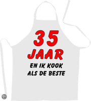 35 jaar en ik kook als de beste - Luxe Schort Keukenschort met leeftijd - Wit