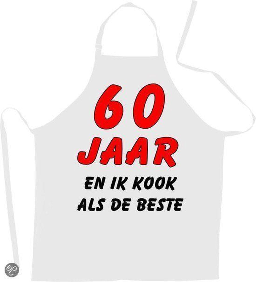 60 jaar en ik kook als de beste - Luxe Schort Keukenschort met leeftijd - Wit