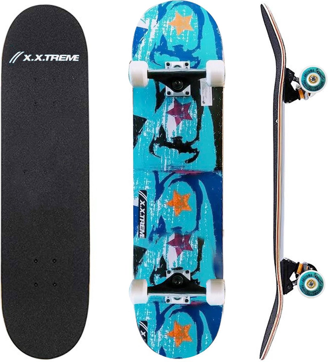 X.X.TREME - Skateboard - "Spray Türkis" - ABEC 7