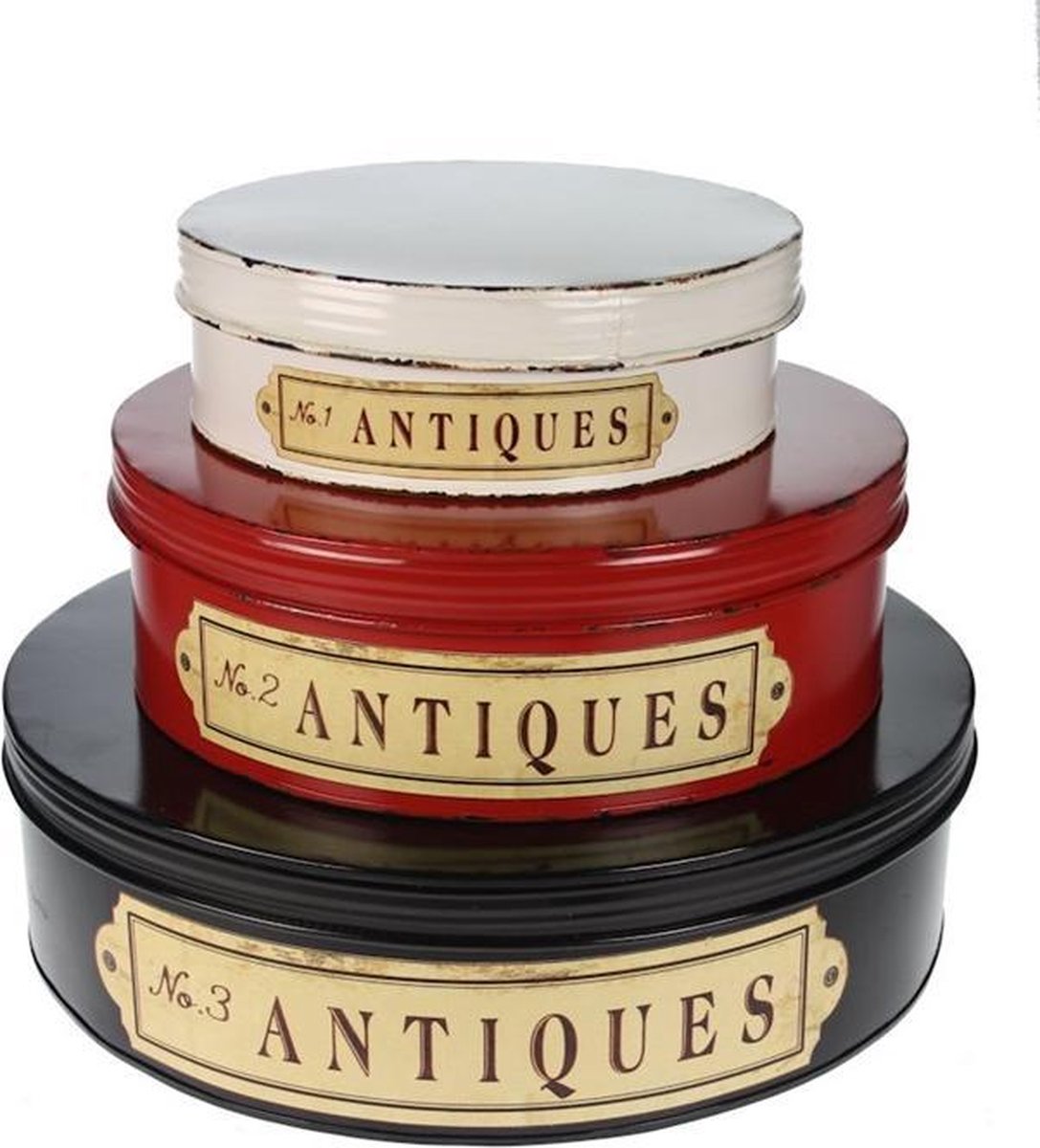 Blik Antiques rond s/3 Ø41xH11