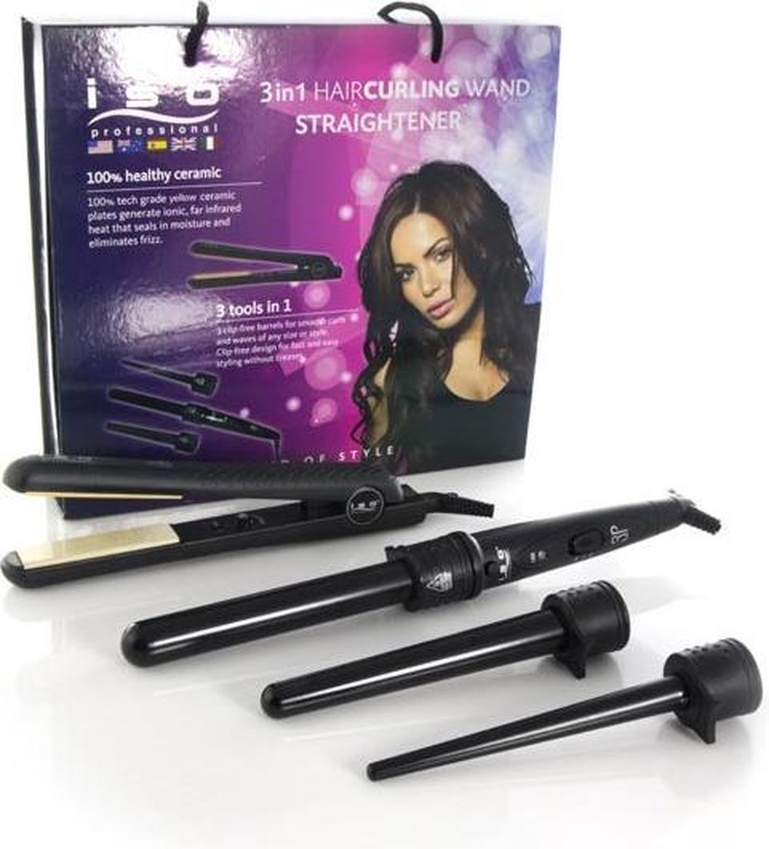 ISO Professional Trio set krultangen + Ultra black stijltang