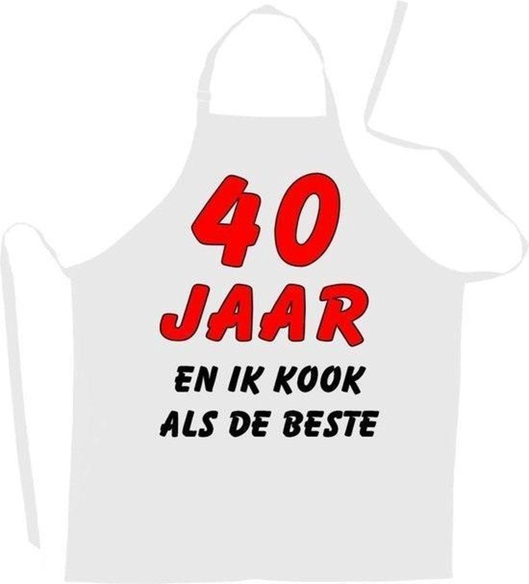 40 jaar en ik kook als de beste - Luxe Schort Keukenschort met leeftijd - Wit
