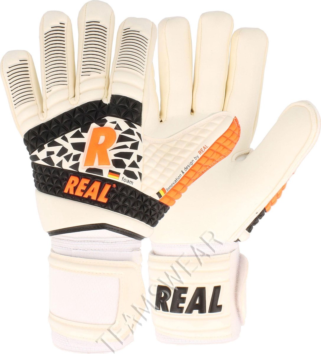 Real Dynamic Keepershandschoenen Heren - Wit / Zwart / Oranje | Maat: 10