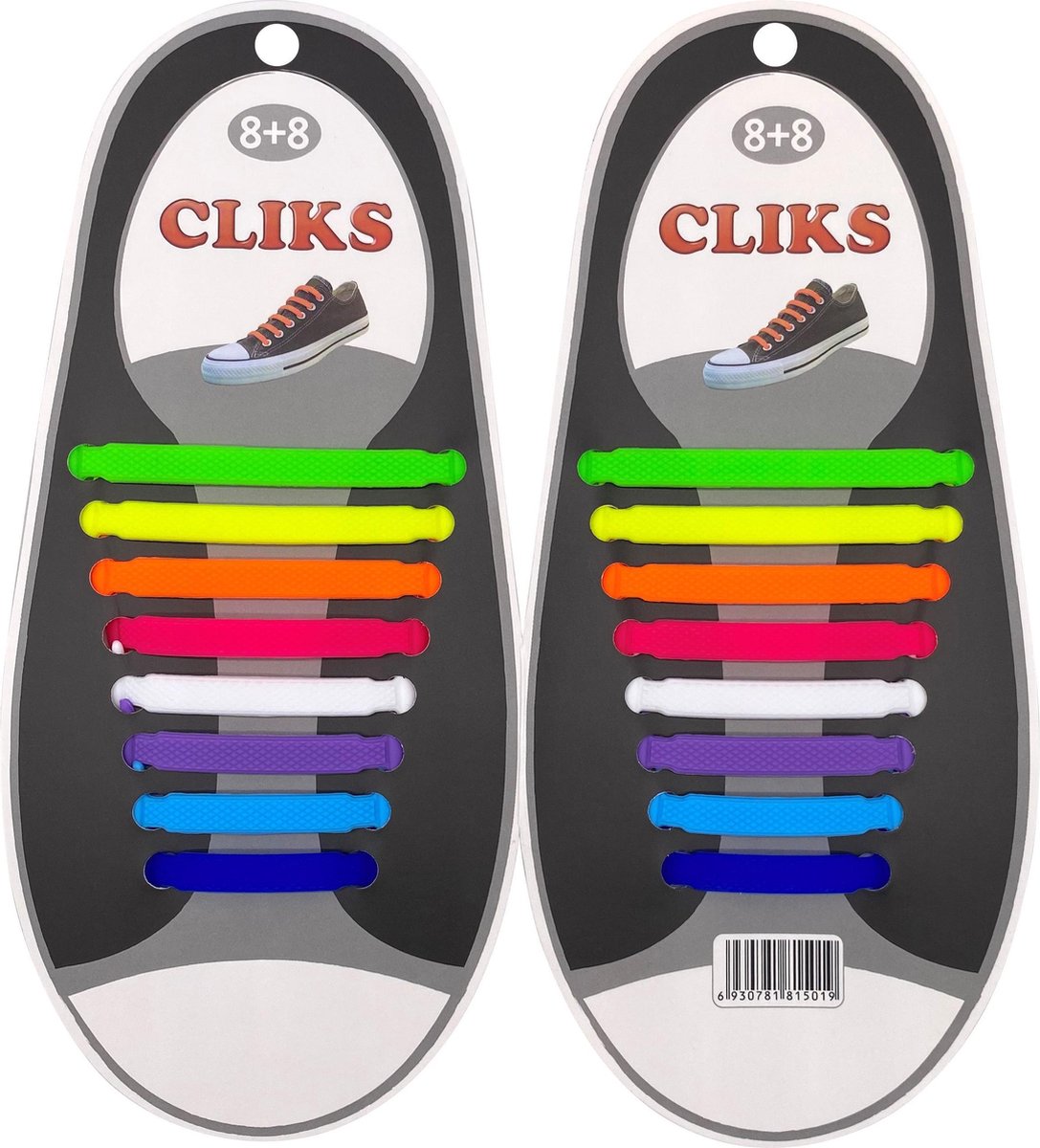 CLIKS elastische veters multi colour - elastieken veters - kids - volwassenen