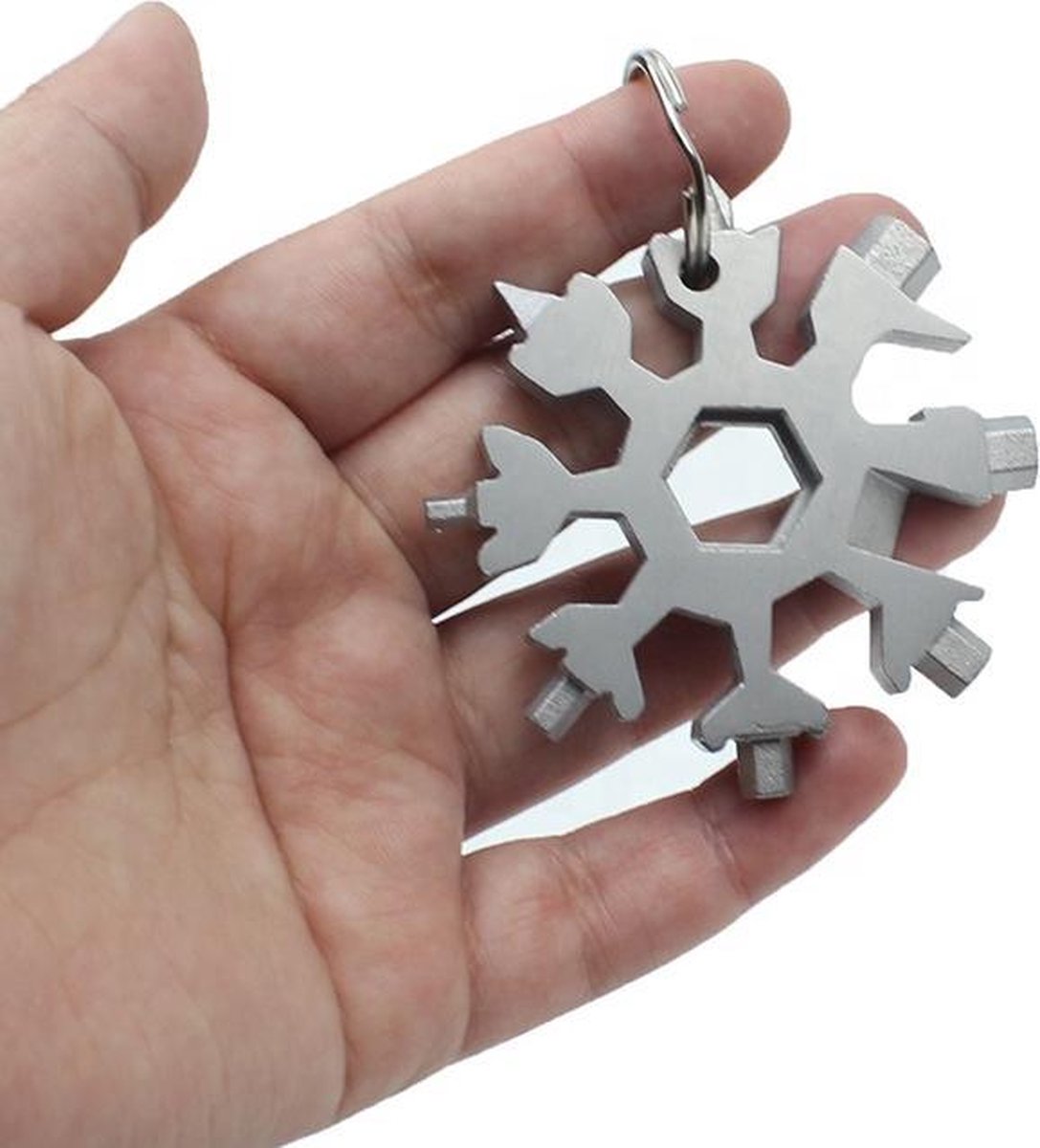 Keroks - 19-in-1 gereedschap sleutelhanger grijs - rvs multitool