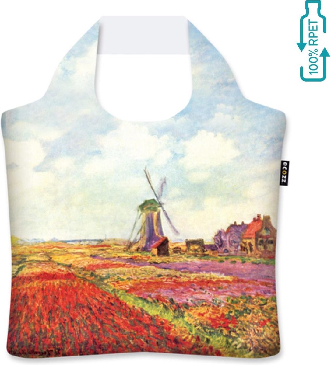 Ecozz - Draagtas opvouwbaar met rits - Tulip Fields in Holland - Claude Monet