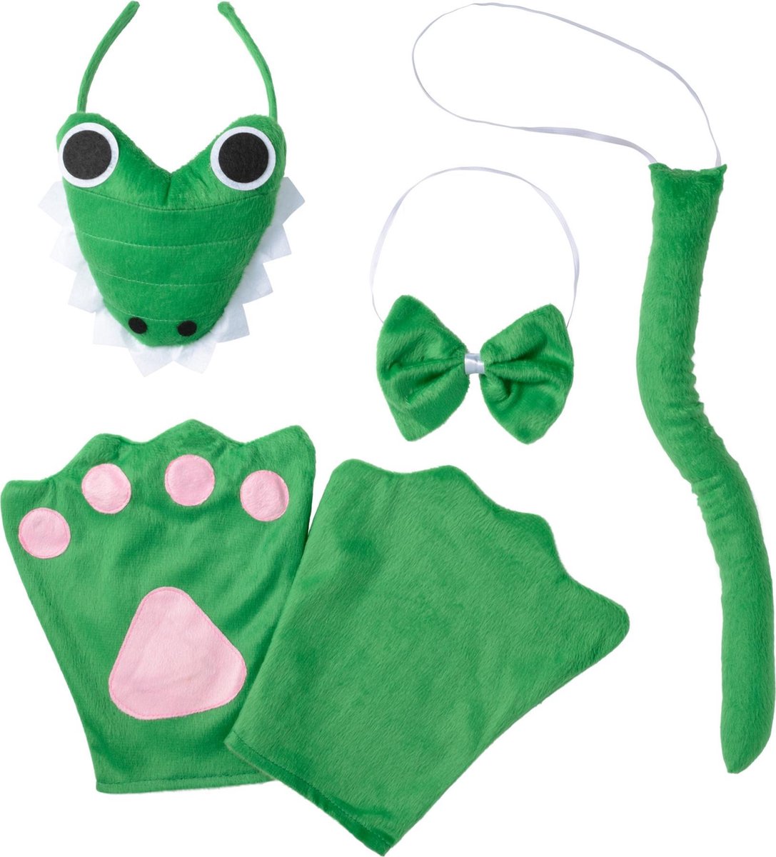 dressforfun - Accessoireset krokodil Volwassenen  - verkleedkleding kostuum halloween verkleden feestkleding carnavalskleding carnaval feestkledij partykleding - 302043