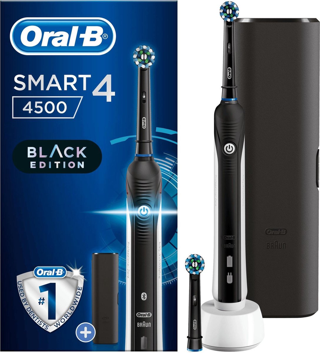 Oral-B Smart 4 4500 - Zwart - Elektrische Tandenborstel - Powered By Braun - 1 Handvat en 2 Opzetborstels