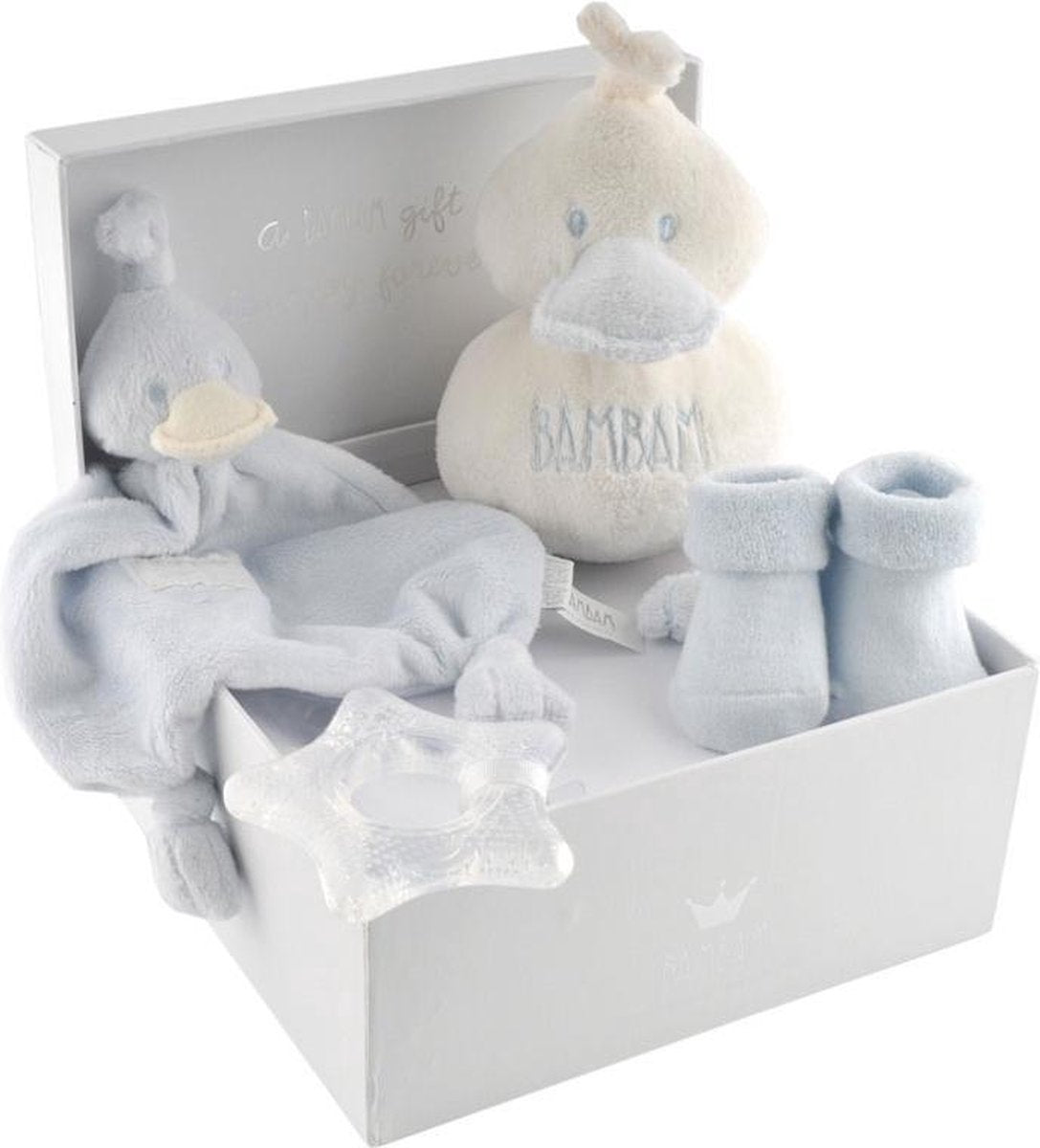 BamBam Cadeaudoos - Kraamcadeau Jongen & Meisje - Baby Cadeau - Pluche - Blauw