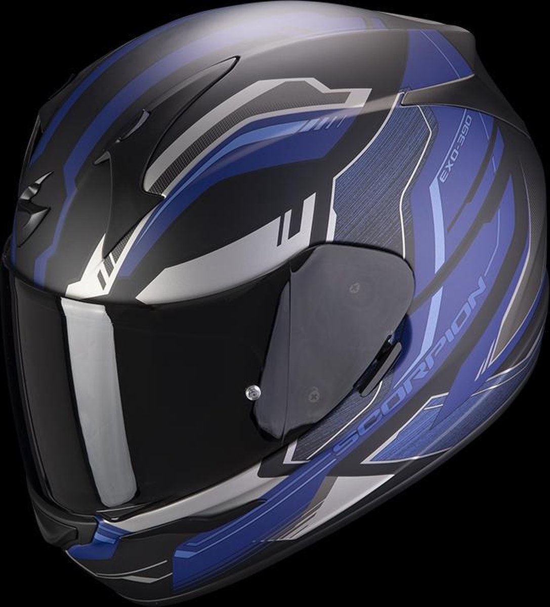 Scorpion EXO-390 Boost Matt Black Silver Blue Full Face Helmet 2XL