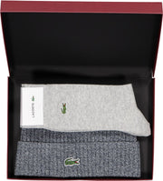 Set Lacoste muts en sokken - grijs in cadeaubox -  Maat: 41-46